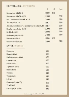 Üdítő, kávé - Soft drinks Coffee